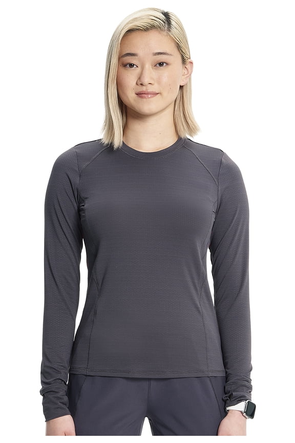 Cherokee Infinity Women's Underscrub, Long Sleeve Contemporary Fit T-Shirt with Round Neck IN640, S, Pewter