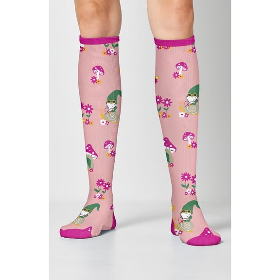 Cherokee Legwear Compression Socks for Women 10-15 mmHg (1-Pair Pack) Gnomes At Home REG