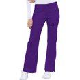 thumbnail image 1 of Cherokee Luxe Women Medical Scrubs Pant Low Rise Flare Leg Drawstring Cargo 21100, XS, Nu-Grape, 1 of 7