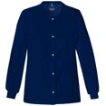 thumbnail image 1 of Cherokee Luxe Women Warm Up Medical Scrubs Jacket Snap Front Plus Size 1330, 3XL, Navy, 1 of 4