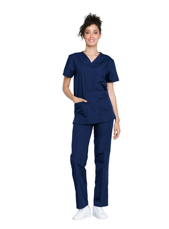Cherokee Men and Women Scrub Set Modern Fit Top and Drawstring Waist Pant - WW530C