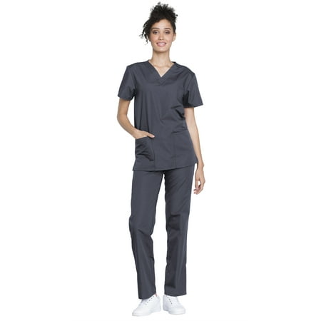Cherokee Men and Women Scrub Set Modern Fit Top and Drawstring Waist Pant - WW530C