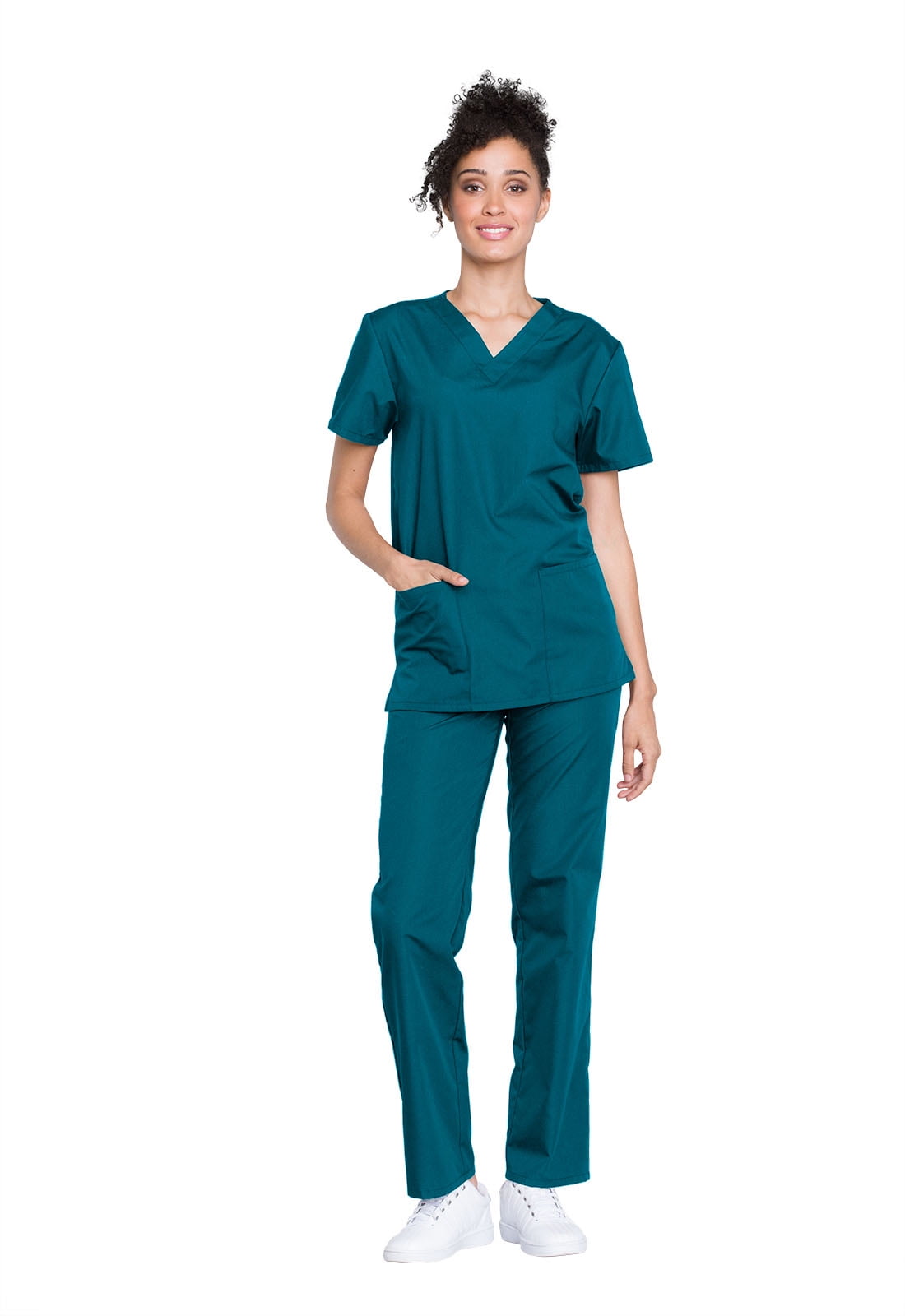 Cherokee Men and Women Scrub Set Modern Fit Top and Drawstring Waist Pant - WW530C