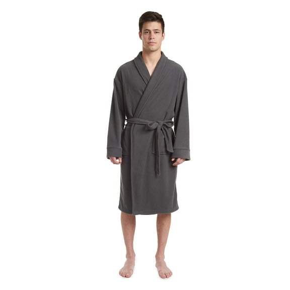 Cherokee Men's Fleece Robe Charcoal Grey (X-Large)