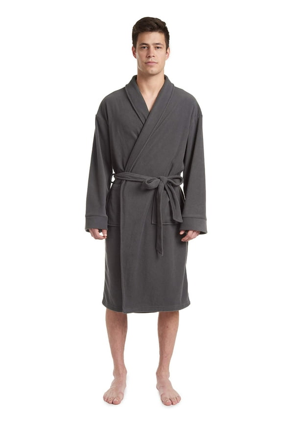 Men's Fleece Robe Charcoal Grey (X-Large)
