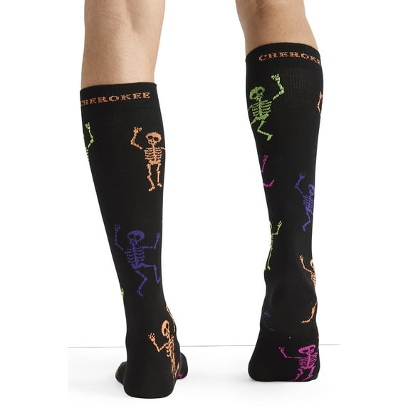 Cherokee Mprintsupport Men 12 & 10-15 mmHg Support Socks, One Size, Dancing Skeletons