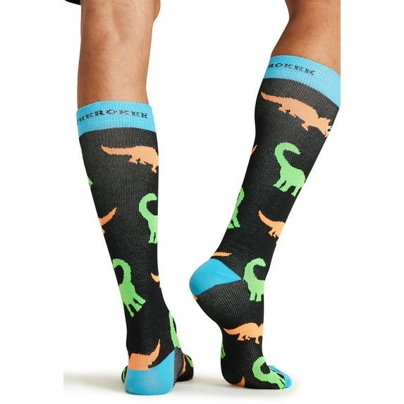 Cherokee Mprintsupport Men 12 mmHg Support Socks, One Size, Dancing Dinos