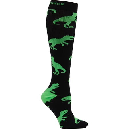 Cherokee Mprintsupport for Men 12 mmHg Support Socks, One Size Tall, T-Rex