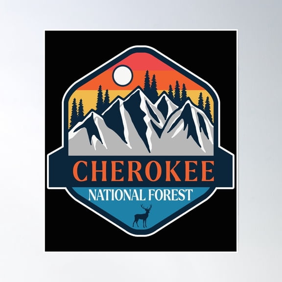 Cherokee National Forest-Vintage Poster Wall Art, Modern Wall Decor, 16x16 UNFRAMED