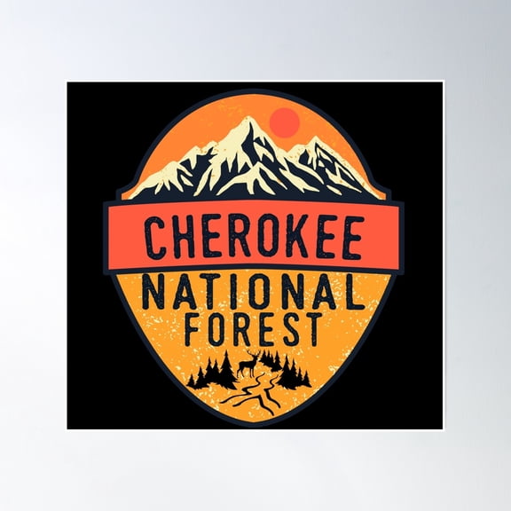 Cherokee National Forest-Vintage Poster Wall Art, Modern Wall Decor, 24x24 UNFRAMED