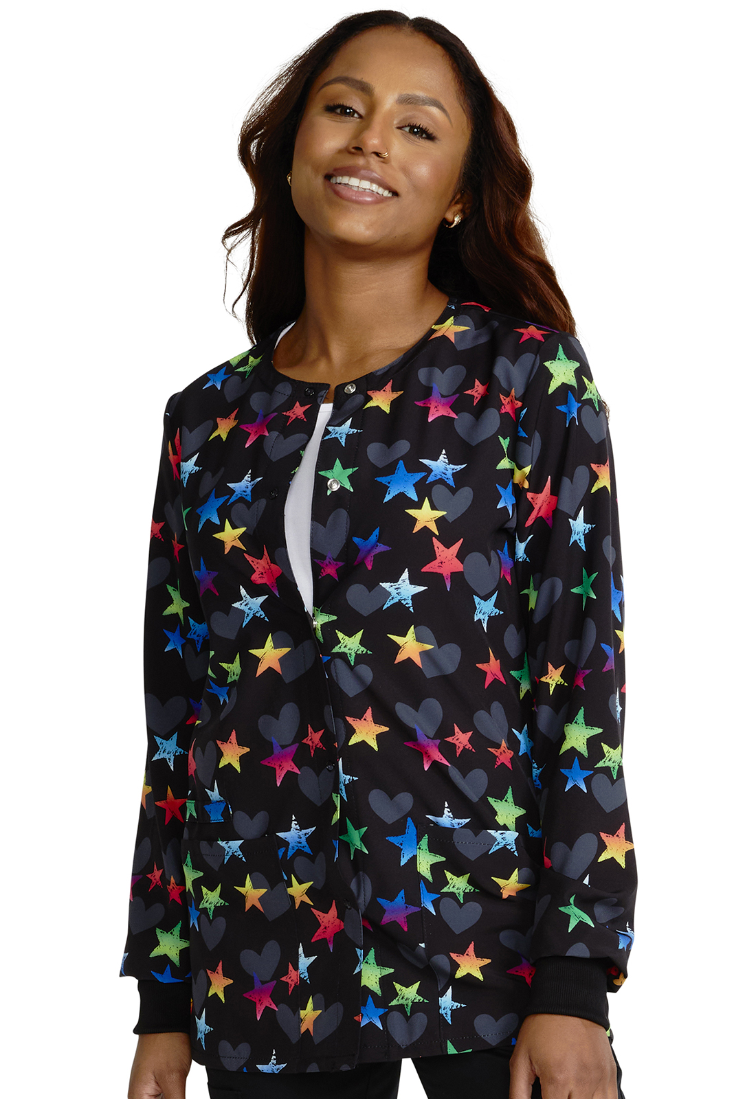 WOMENS SCRUB JACKET WARM UP JACKET WITH SNAPS MANY COLORS