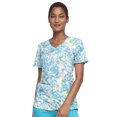thumbnail image 1 of Cherokee Prints Scrubs Top For Women Mock Wrap Print CK688, XS, Vintage Floral, 1 of 5