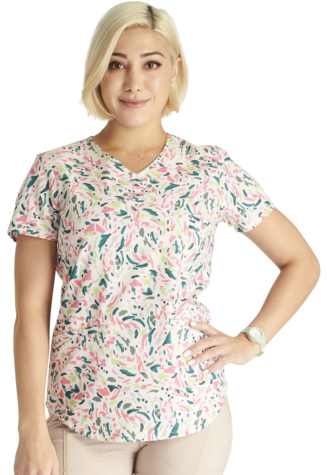 Cherokee Prints Scrubs Top For Women VNeck Print CK637