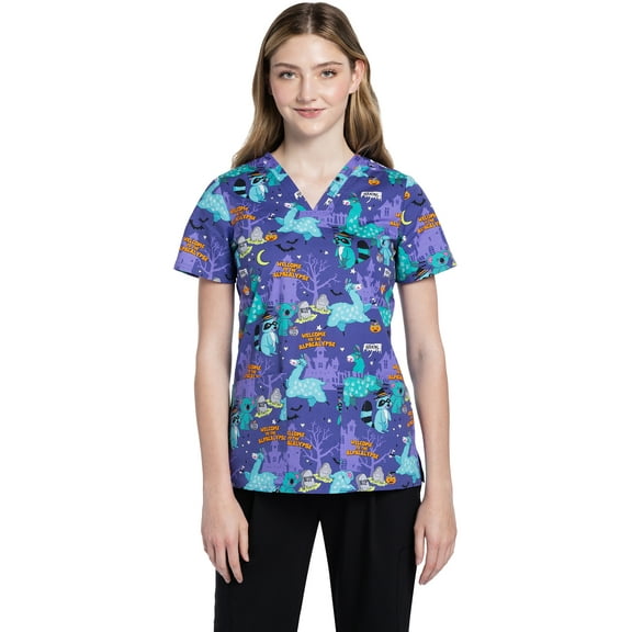 Cherokee Prints Scrubs Top For Women V-Neck Print CK651