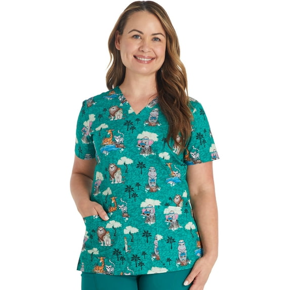 Cherokee Prints Scrubs Top For Women V-Neck Print CK651
