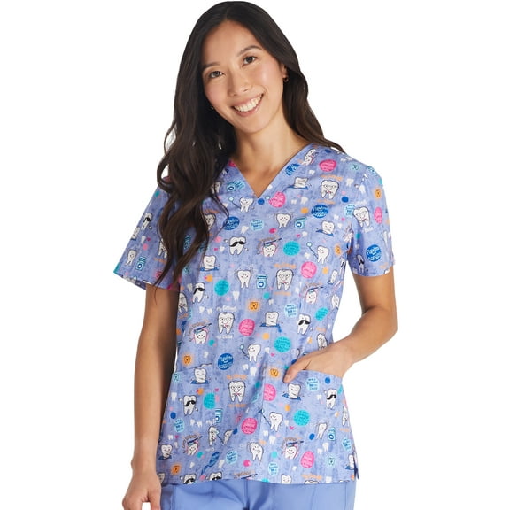 Cherokee Prints Scrubs Top For Women V-Neck Print CK651