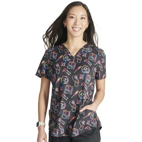 Cherokee Prints Scrubs Top For Women V-Neck Print CK662