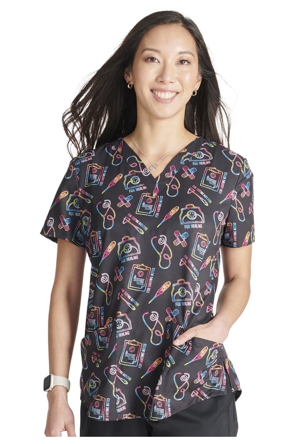 Prints Scrubs Top For Women V-Neck Print CK662
