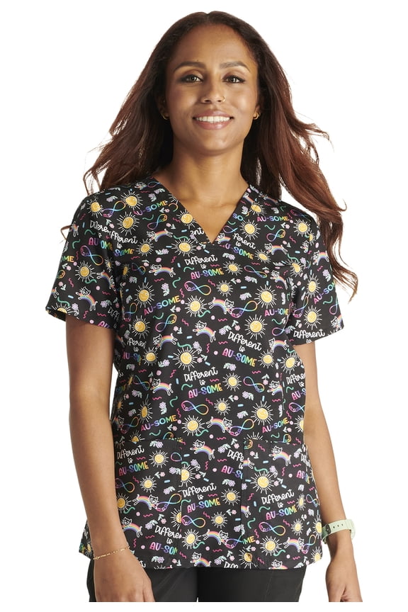 Prints Scrubs Top For Women V-Neck Print CK671