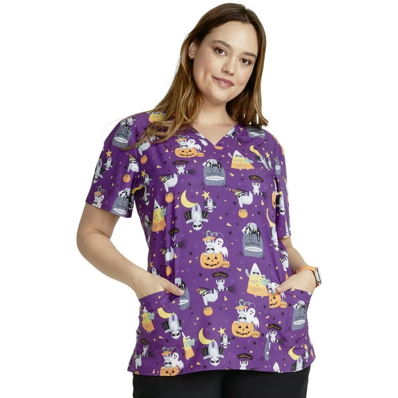 Cherokee Prints Scrubs Top For Women V-Neck Print CK671