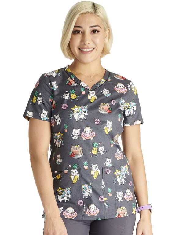 Prints Scrubs Top For Women V-Neck Print CK678