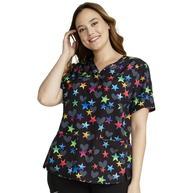 Cherokee Prints Scrubs Top For Women VNeck Print CK703