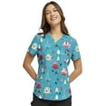 thumbnail image 1 of Cherokee Prints Scrubs Top For Women V-Neck Tuckable Print CK664, XXS, Happy Holidogs, 1 of 5
