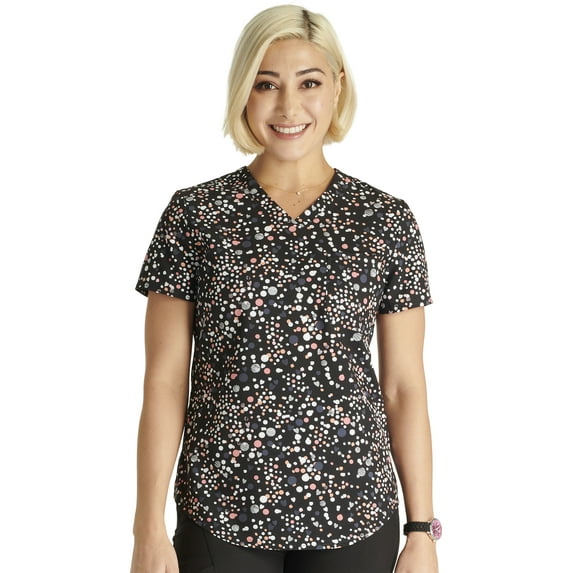 Cherokee Prints Scrubs Top For Women V-Neck Tuckable Print CK664