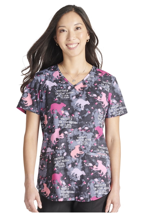 Prints Women Medical Scrubs Top V-Neck Print CK637