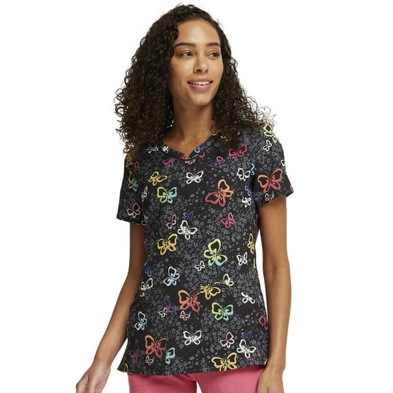 Cherokee Prints Women Scrubs Top V-Neck Print CK678