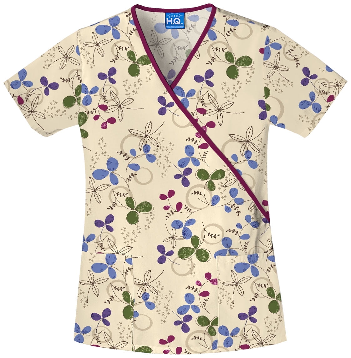 Cherokee Prints Women s Scrubs Top Mock Wrap 4826