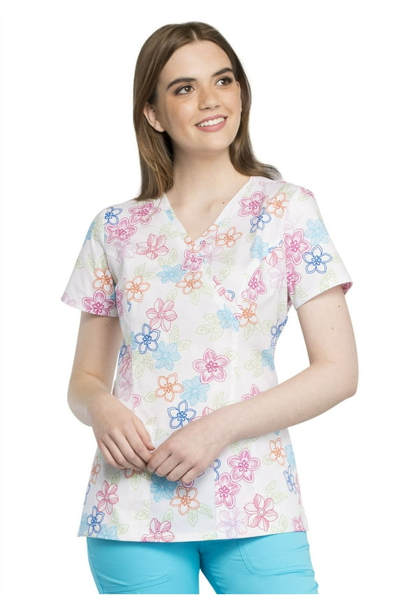 Prints Women's Scrubs Top Mock Wrap CK620