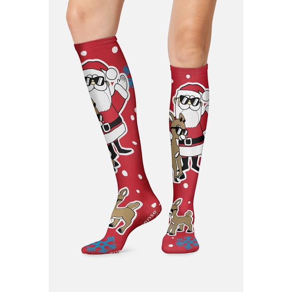 Cherokee Printsupport Women 12 mmHg Support Socks, Regular, Bright Holiday
