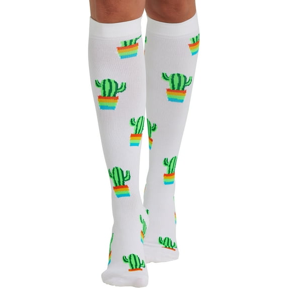 Cherokee Printsupport Women 8-12 mmHg Support Socks, One Size, BLooming Cactus - BLooming Cactus,One Size