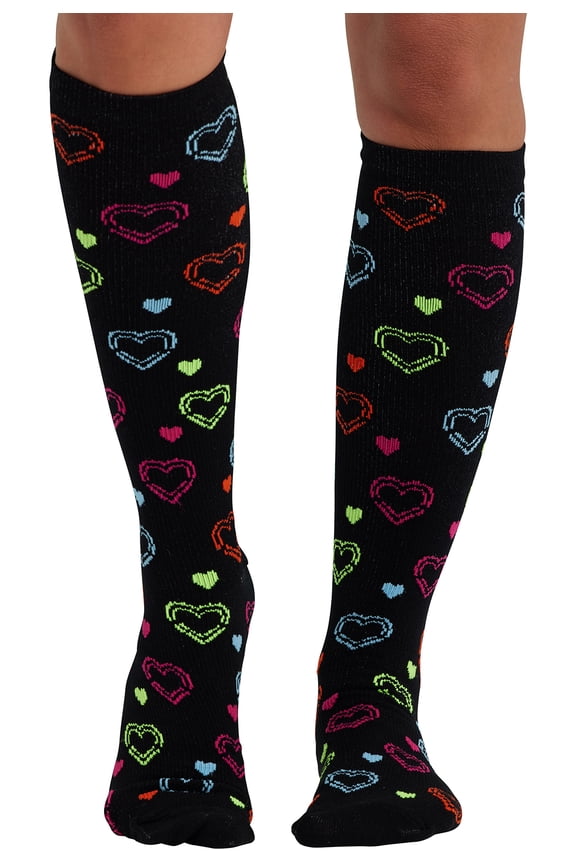 Printsupport Women 8-12 mmHg Support Socks, Plus, Hearts On The Line