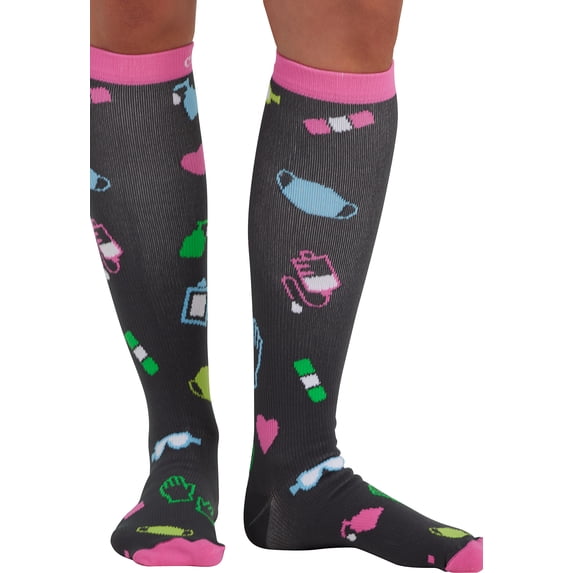 Cherokee Printsupport Women 8-12 mmHg Support Socks, Plus, Scrub Life - Scrub Life,Plus