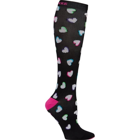 Cherokee Printsupport for Women 12 mmHg Support Socks, Plus Tall, Neon Hearts