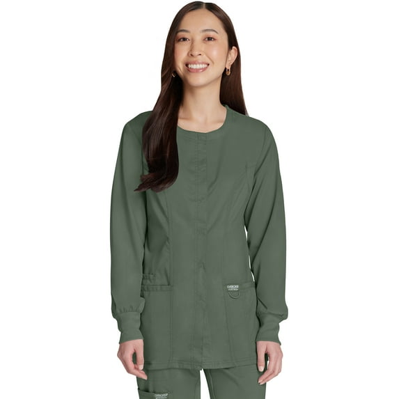Cherokee Snap Front Scrub Jackets for Women, Workwear Revolution Soft Stretch WW310