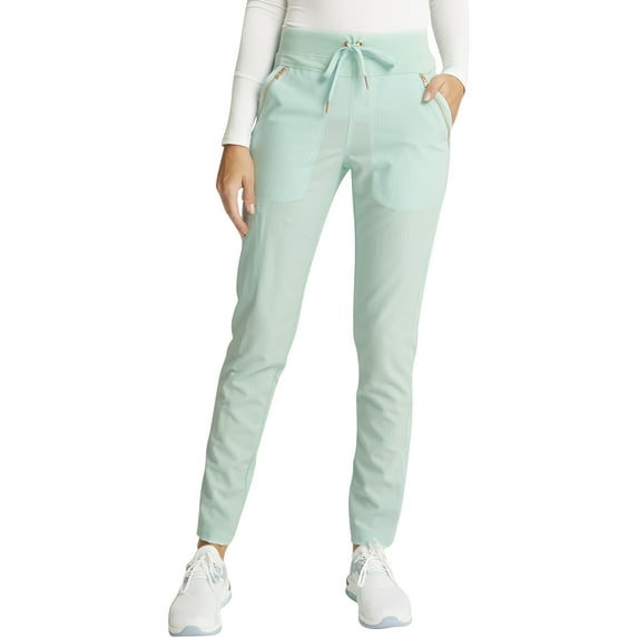 Cherokee Statement Scrubs Pant For Women Mid Rise Tapered Leg Drawstring Plus Size CK055, 2XL, Minty Meadow