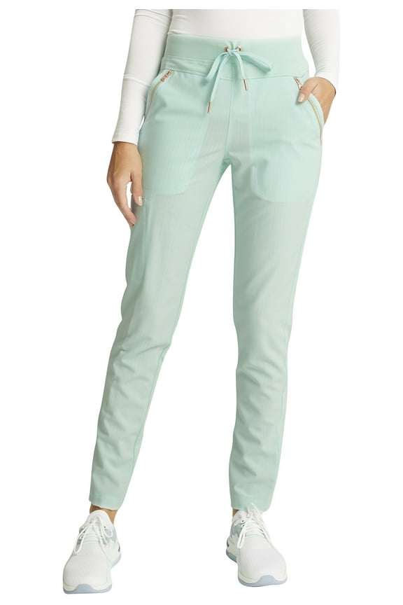 Statement Scrubs Pant For Women Mid Rise Tapered Leg Drawstring Plus Size CK055, 2XL, Minty Meadow