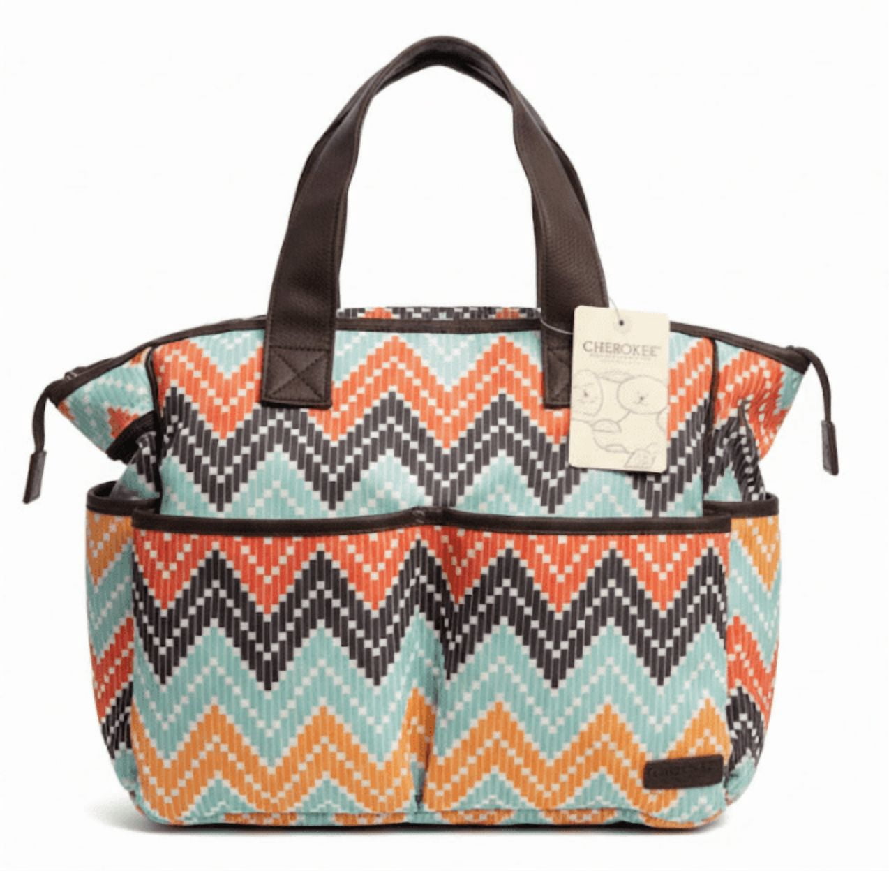 Cherokee Tote-Style Diaper Bag – Chevron Pattern with Multiple Storage Pockets