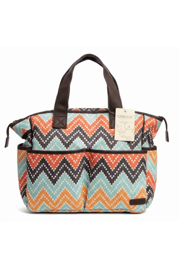 Tote-Style Diaper Bag  Chevron Pattern with Multiple Storage Pockets