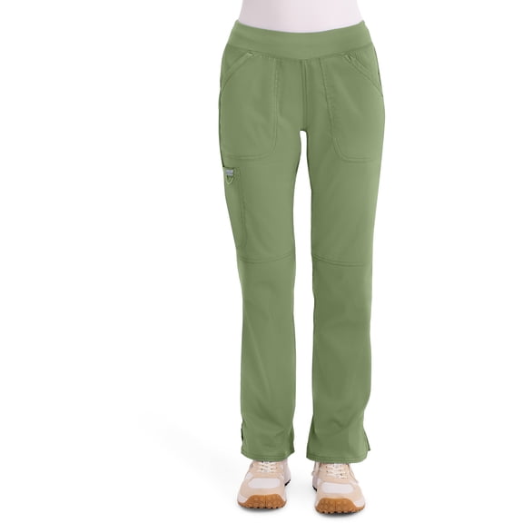 Cherokee Women Scrub Pant with Straight Leg Pull-on Pant Medical Bottom with 4 Pocket & 2-Way Stretch Fabric - WW110, XL Petite, Celery Green