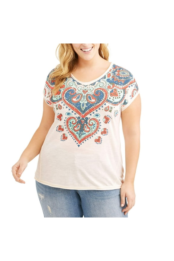 Women's Plus Raw Edge Graphic Tee