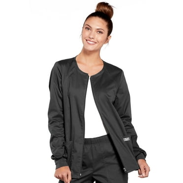 Cherokee Zip Front Scrub Jackets for Women, Workwear Core Stretch Soft Brushed Twill 4315