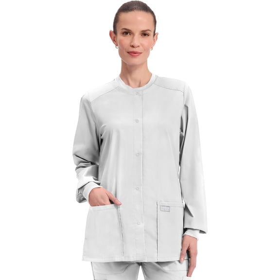 Cherokee Women's Snap Front Scrub Jacket with 3 Pockets and Knit Cuff - WW340