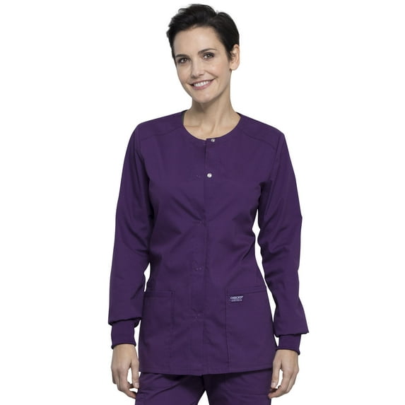 Cherokee Women's Snap Front Scrub Jacket with 3 Pockets and Knit Cuff - WW340
