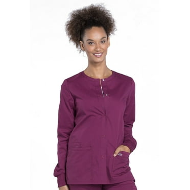 Cherokee Women's Snap Front Scrub Jacket with 3 Pockets and Knit Cuff - WW340