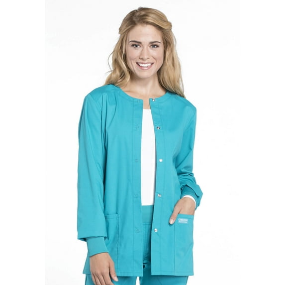 Cherokee Women's Snap Front Scrub Jacket with 3 Pockets and Knit Cuff - WW340