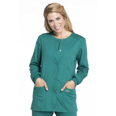 Cherokee Women's Snap Front Scrub Jacket with 3 Pockets and Knit Cuff - WW340